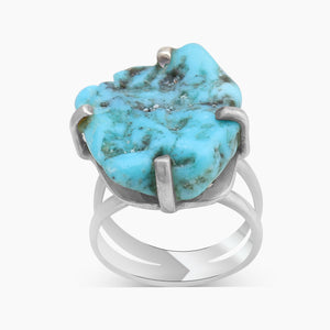 Arizona Turquoise Prong Set Silver Rings
