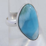 Natural Larimar Silver Ring