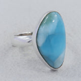 Natural Larimar Silver Ring