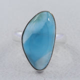 Natural Larimar Silver Ring