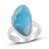 Natural Larimar Silver Ring