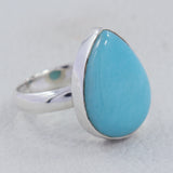 Natural Larimar Silver Ring