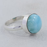 Natural Larimar Silver Ring