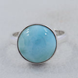 Natural Larimar Silver Ring