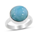 Natural Larimar Silver Ring