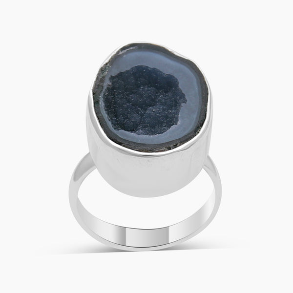 Coconut Druzy Silver Rings