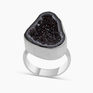 Coconut Druzy Silver Plain Rings