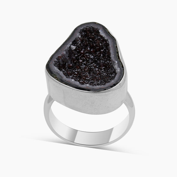 Coconut Druzy Silver Plain Rings