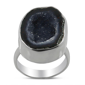 Coconut Druzy Silver Ring