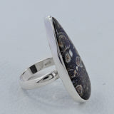 Turritella Agate Gemstone 925 Sterling Silver Ring