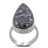 Turritella Agate Gemstone 925 Sterling Silver Ring