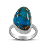 Blue Copper Turquoise Silver Ring