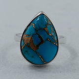 Blue Copper Turquoise Silver Ring