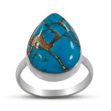 Blue Copper Turquoise Silver Ring