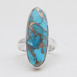 Blue Copper Turquoise Silver Rings