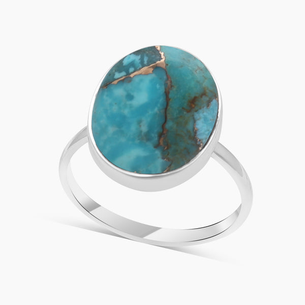 925 Silver Blue Copper Turquoise Rings