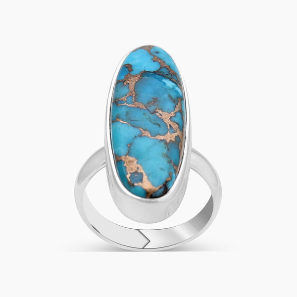 Blue Copper Turquoise Silver Rings