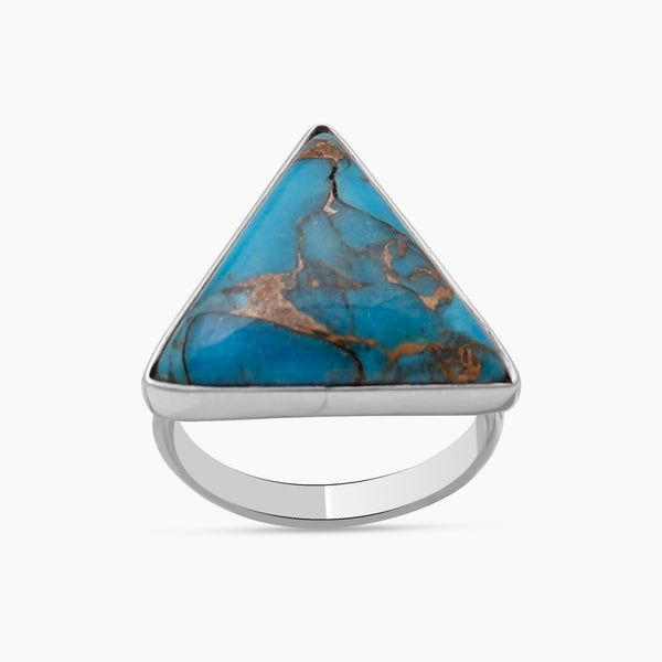 Blue Copper Turquoise Silver Rings
