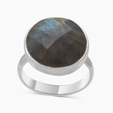Checker Cut Labradorite Silver Rings