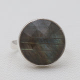 Checker Cut Labradorite Silver Rings