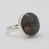 Checker Cut Labradorite Silver Rings