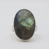 Checker Cut Labradorite Silver Rings