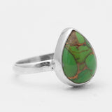 Green Copper Turquoise Silver Rings