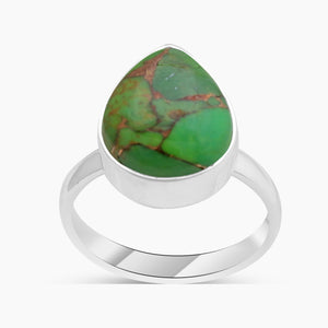 Green Copper Turquoise Silver Rings