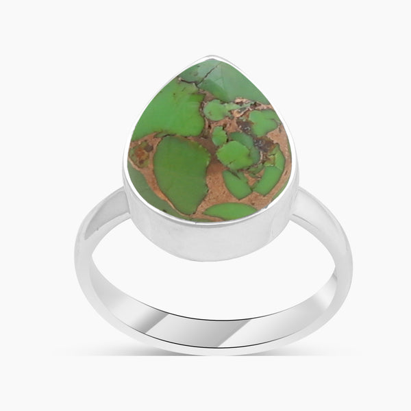 Green Copper Turquoise Silver Rings