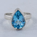 Natural Swiss Blue Topaz Sterling Silver Ring