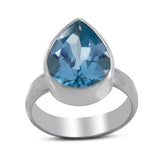 Natural Swiss Blue Topaz Sterling Silver Ring