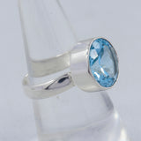 Natural Swiss Blue Topaz Sterling Silver Ring