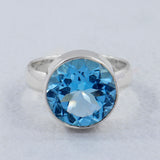 Natural Swiss Blue Topaz Sterling Silver Ring