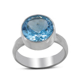 Natural Swiss Blue Topaz Sterling Silver Ring