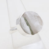 Green Tourmalinated Quartz Silver Rings