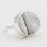Green Tourmalinated Quartz Silver Rings