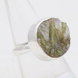 Green Tourmalinated Quartz Silver Rings