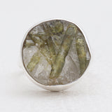Green Tourmalinated Quartz Silver Rings