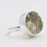 Green Tourmalinated Quartz Silver Rings