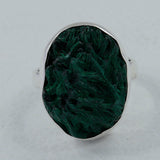 Fiber Malachite Sterling Silver Ring