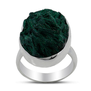 925 Sterling Silver Fiber Malachite Ring