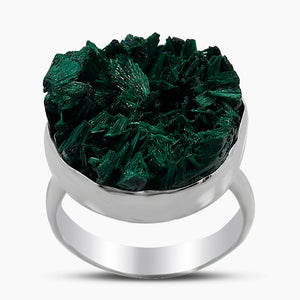 925 Sterling Silver Fiber Malachite Rings