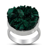 Fiber Malachite Sterling Silver Ring