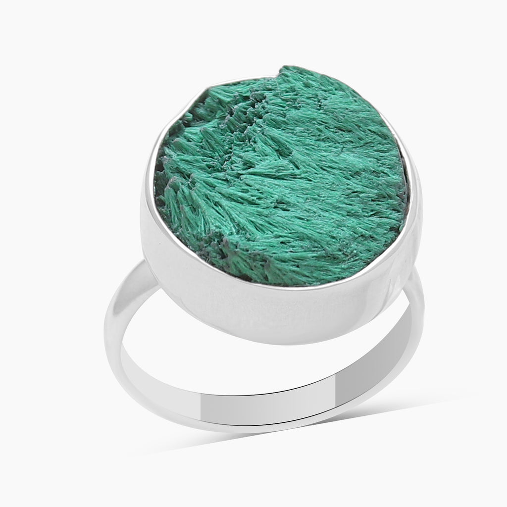 925 Sterling Silver Fiber Malachite Rings