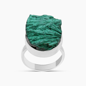 925 Sterling Silver Fiber Malachite Rings