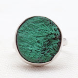 925 Sterling Silver Fiber Malachite Rings