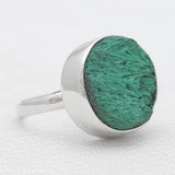 925 Sterling Silver Fiber Malachite Rings