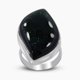 Green Sun Sitara Silver Rings