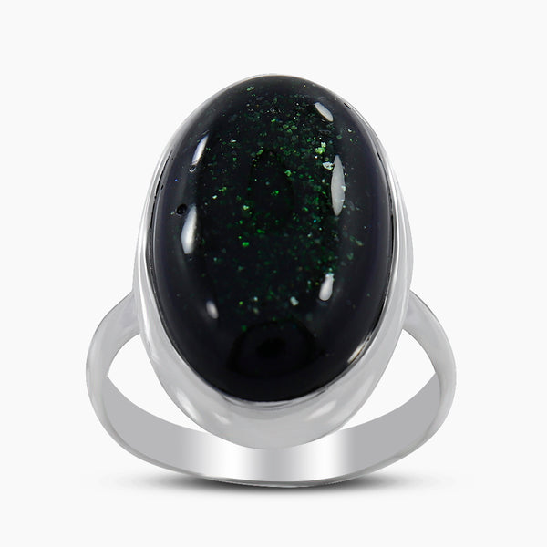 Green Sun Sitara Silver Rings