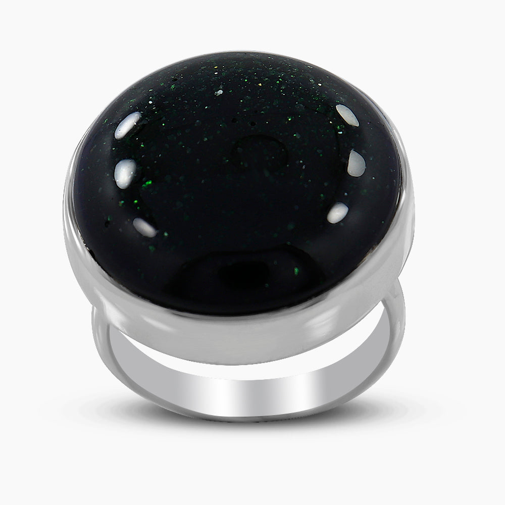 Green Sun Sitara Silver Rings